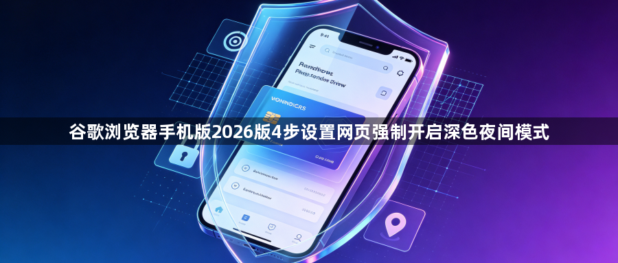 谷歌浏览器手机版2026版4步设置网页强制开启深色夜间模式1